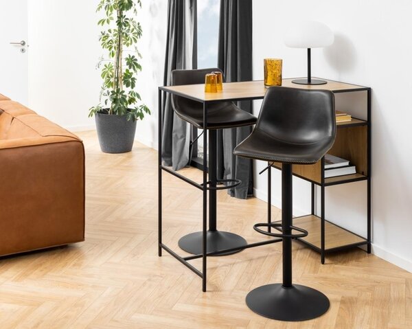 Scaun de bar I_Oregon, Negru, 110x47x51 cm