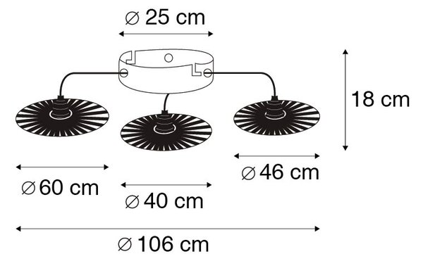 Селски плафон черен 3-светлинен - Leia