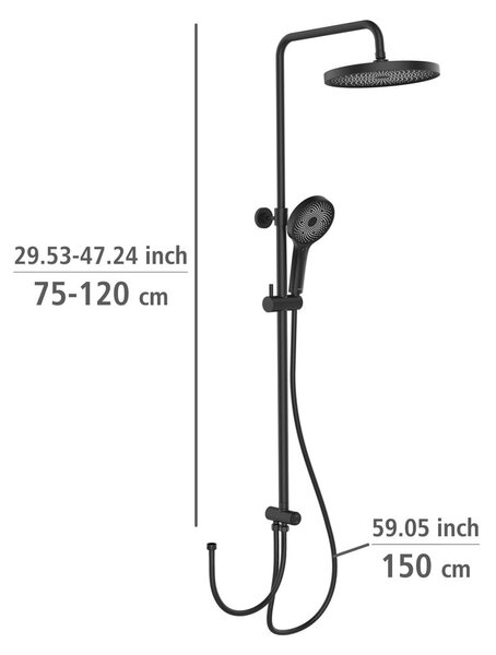 Комплект за душ от черна неръждаема стомана 120cm Soft Water - Wenko