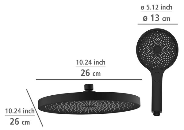 Комплект за душ от черна неръждаема стомана 120cm Soft Water - Wenko