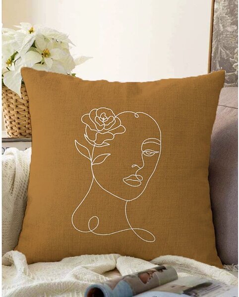 Оранжево-кафява калъфка за възглавница с памучна шенилия, 55 x 55 cm - Minimalist Cushion Covers