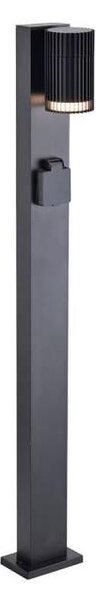 Външна лампа с SCHUKO контакт, 1xGU10/10W/230V, IP44, 80 см, черна