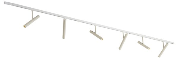 Модерна релсова система бяла с 6 бежови прожектора 1-фазна - Slimline Avery
