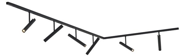 Модерна релсова система черна с 6 прожектора черна 1-фазна - Slimline Avery