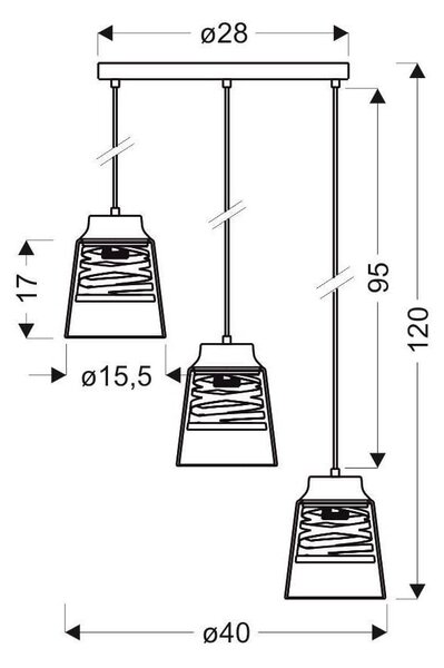 Черно висящо осветително тяло със стъклен абажур Fresno - Candellux Lighting