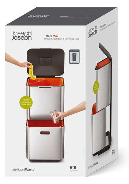 Графитно сив контейнер за сортирани отпадъци Totem Max, 60 л - Joseph Joseph