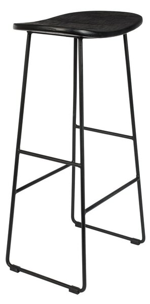 Черен бар стол от масивно тиково дърво (височина на седалката 76 cm) Tangle – White Label