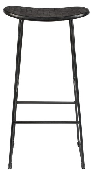 Черен бар стол от масивно тиково дърво (височина на седалката 76 cm) Tangle – White Label
