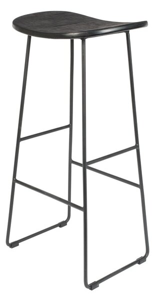 Черен бар стол от масивно тиково дърво (височина на седалката 76 cm) Tangle – White Label