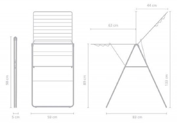 Сушилник за дрехи Brabantia Hangon 1004164, 20 м, 6 закачалки, Регулируем, Заключване за деца, Бял