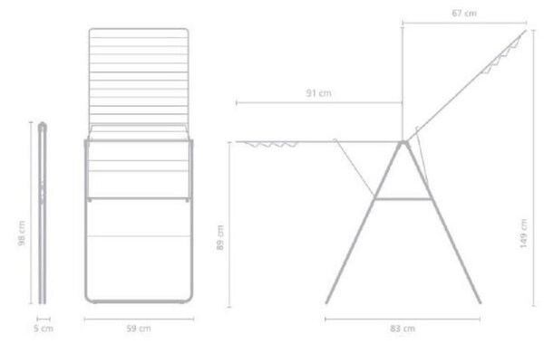 Сушилник за дрехи Brabantia Hangon 1004169, 25 м, 8 закачалки, Регулируем, Заключване за деца, Инокс