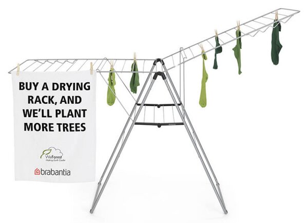 Сушилник за дрехи Brabantia Hangon 1004169, 25 м, 8 закачалки, Регулируем, Заключване за деца, Инокс