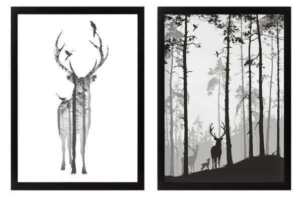 Комплект плакати в рамка 2 бр. 34x44 cm Deer - Wallity