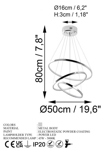 LED висящо осветително тяло в сребрист цвят ø 50 cm Simit – Opviq lights