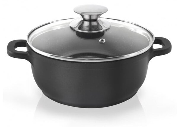 Pfluon Granit тенджера с незалепващо покритие и стъклен капак , ⌀ 24 cm Grande - Orion