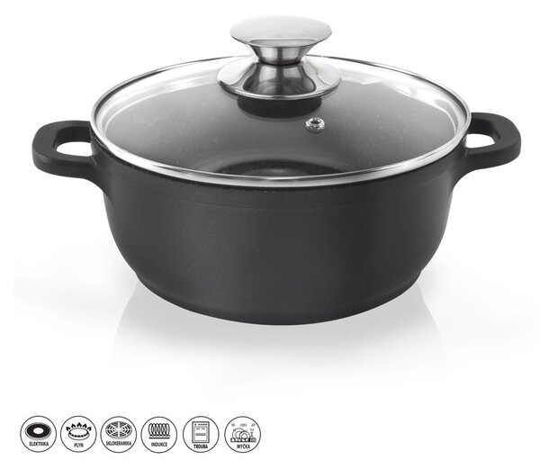 Pfluon Granit тенджера с незалепващо покритие и стъклен капак , ⌀ 24 cm Grande - Orion