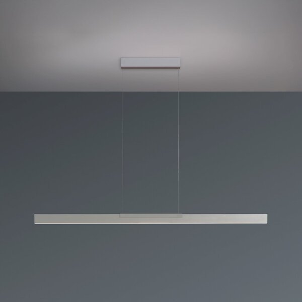 BOPP Bopp LED висяща лампа Nano 2.0, дължина 140 cm, алуминиев цвят, Затъмняване, Металик, Дневна/трапезария, Алуминий, Модерен