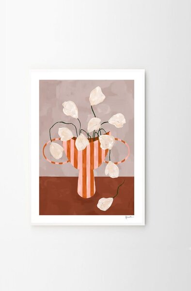 Постер 30x40 cm White Flowers in Striped Vase – Frankie Penwill – The Poster Club