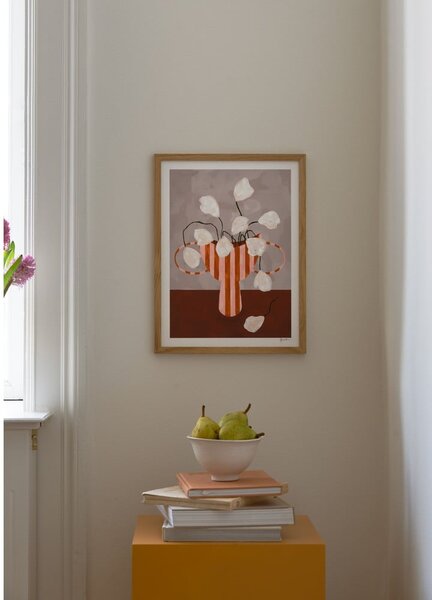 Постер 30x40 cm White Flowers in Striped Vase – Frankie Penwill – The Poster Club
