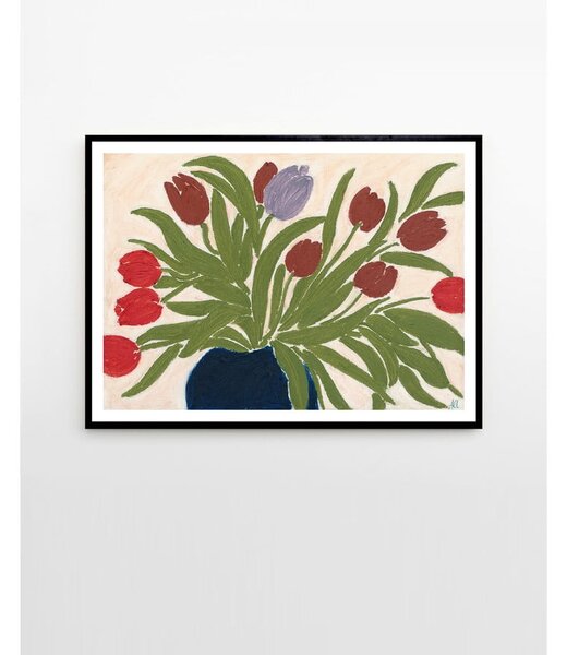 Постер 70x50 cm Tulips in a Blue Vase – Anine Cecilie Iversen – The Poster Club