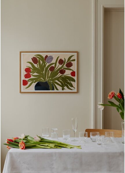 Постер 70x50 cm Tulips in a Blue Vase – Anine Cecilie Iversen – The Poster Club