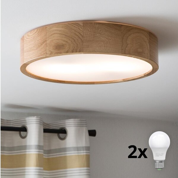 Brilagi - LED Плафониера CARVALHO 2xE27/60W/230V дъб Ø 37,5 см