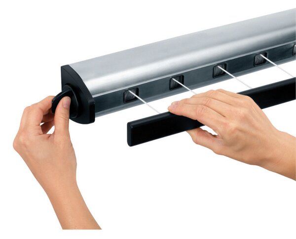 Простор Brabantia Pull-out 90300176, 22 м, Стенен монтаж, Автоматично блокиране, Устойчив на корозия, Черен/Инокс