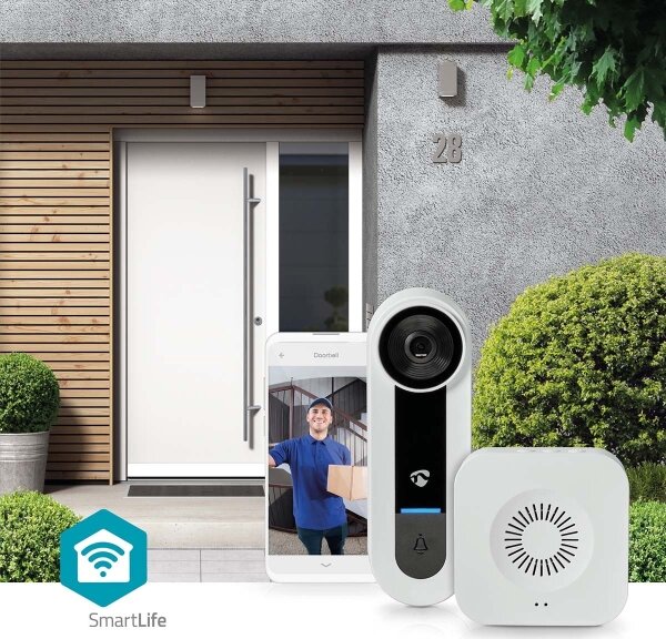 Nedis WIFICDP40CWT - Безжичен видео звънец Full HD 1536p Wi-Fi IP65