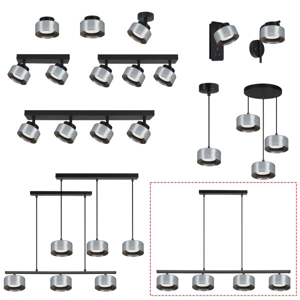 Brilagi - LED Полилей на кабел AURA LUX 4xGX53/30W/230V черен/опушен