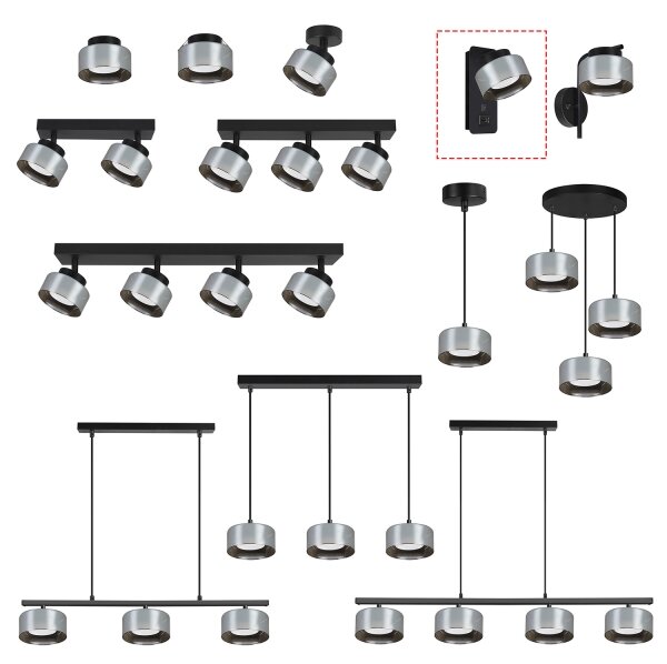 Brilagi - LED Настенна лампа с USB порт AURA LUX 1xGX53/30W/230V черна/опушена
