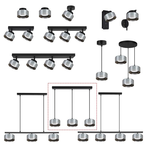Brilagi - LED Полилей на кабел AURA LUX 3xGX53/30W/230V черен/опушен