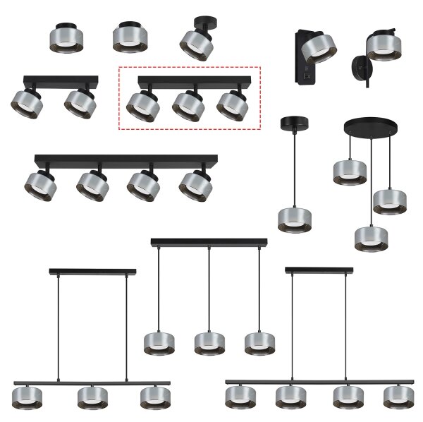 Brilagi - LED Точково осветително тяло AURA LUX 3xGX53/30W/230V черно/опушено