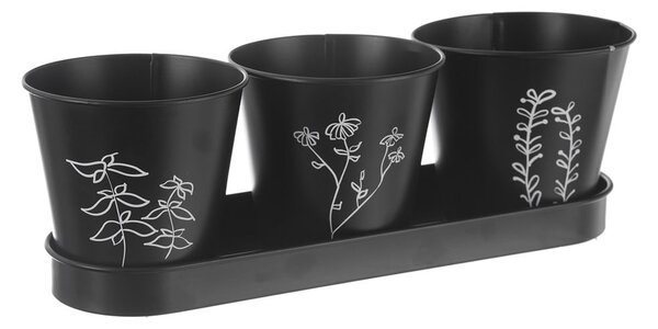 Метални саксии за билки в комплект от 3 бр. ø 11 cm Black – Orion