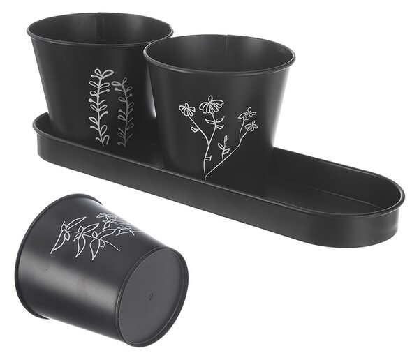Метални саксии за билки в комплект от 3 бр. ø 11 cm Black – Orion