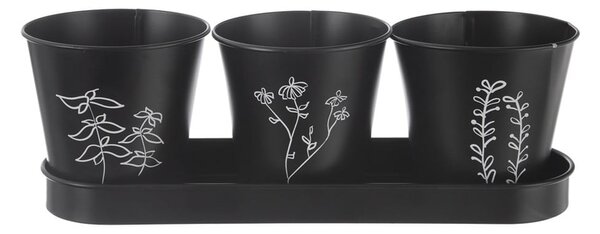 Метални саксии за билки в комплект от 3 бр. ø 11 cm Black – Orion