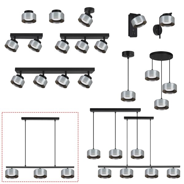 Brilagi - LED Полилей на кабел AURA LUX 3xGX53/30W/230V черно/димчато