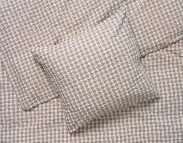 Сиво/бежово единично удължено крепово спално бельо 150x210 cm Bæk&Bølge – JUNA