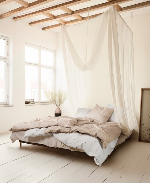 Бяло двойно удължено спално бельо от памук перкал 200x220 cm Daisy – JUNA