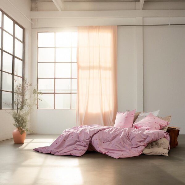 Бежово двойно удължено спално бельо от памук перкал 200x220 cm Daisy – JUNA