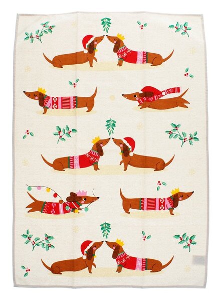 Памучна кърпа за съдове 70x50 cm Festive Sausage Dog – Rex London