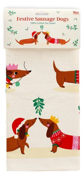 Памучна кърпа за съдове 70x50 cm Festive Sausage Dog – Rex London
