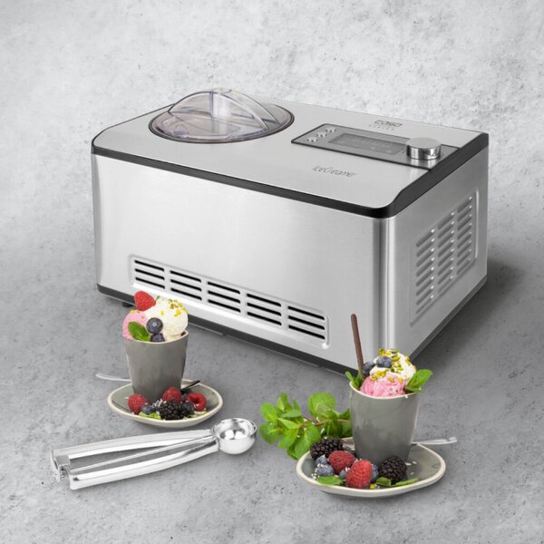 Машина за сладолед и йогурт Caso IceCreamer 3298, 180W, 2 л, 4 програми, LED, Без предварително охлаждане, Компресор, Инокс
