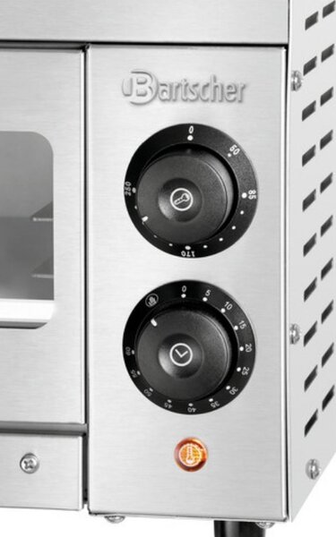 Електрическа фурна за пица Bartscher ST340, 1.5 kW, До 33.5 см, 50-250°C, Горен и долен нагревател, Поцинкована стомана, Прозорец, Инокс