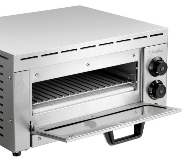 Електрическа фурна за пица Bartscher ST340, 1.5 kW, До 33.5 см, 50-250°C, Горен и долен нагревател, Поцинкована стомана, Прозорец, Инокс