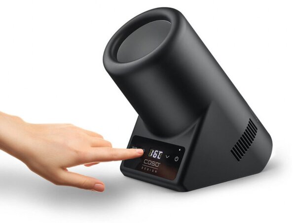 Настолен охладител за вино Caso VinoCase Black, 72W, 5-18°C, За бутилки с диаметър 9 см, Сензорно управление, Тих, LED, Черен мат