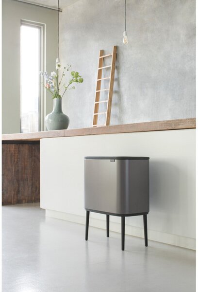 Кош за боклук Brabantia Bo Touch 651105, 36 л, Плавно и безшумно отваряне, Голям отвор, Сив