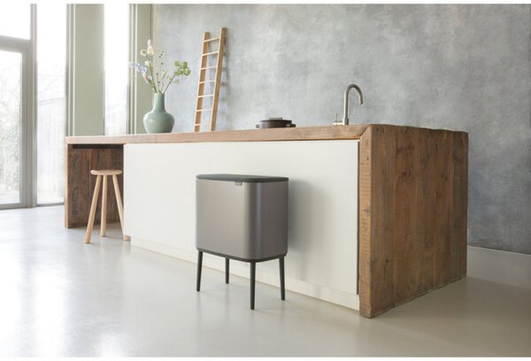 Кош за боклук Brabantia Bo Touch 651105, 36 л, Плавно и безшумно отваряне, Голям отвор, Сив
