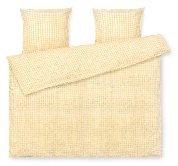 Жълто двойно удължено крепово спално бельо 200x220 cm Bæk&Bølge – JUNA