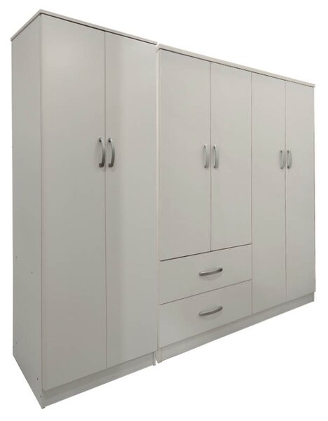 Гардероб с 6 врати, Athos I V9, бял, 200.5x42x180 см