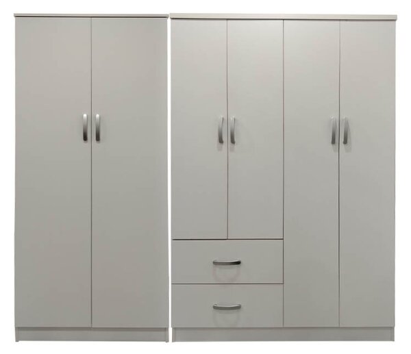 Гардероб с 6 врати, Athos I V9, бял, 200.5x42x180 см